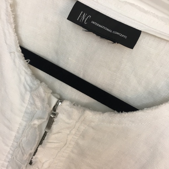 INC White Ruffle Linen Blazer Jacket - Picture 3 of 12